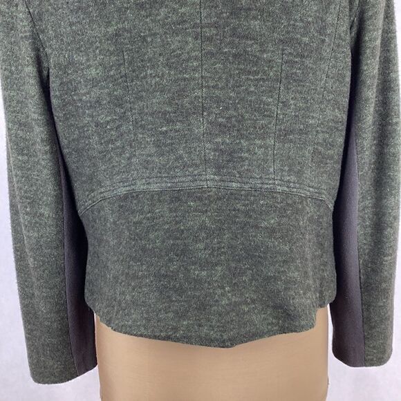 Coldwater Creek Asymmetrical Moto Jacket Size 16 Olive Green Wool Blend - Picture 7 of 16